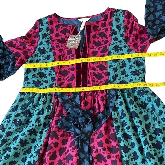 🆕 Matilda Jane Teal & Burgundy Color Block Floral A Little Party Hi-Low Dress - Picture 10 of 11